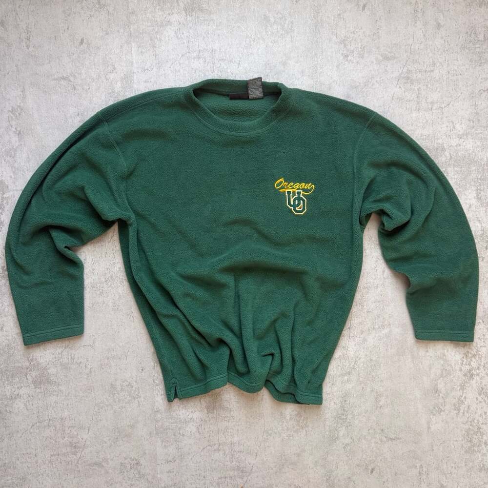 Vintage Oregon Ducks Fleece Crewneck Size Large Green